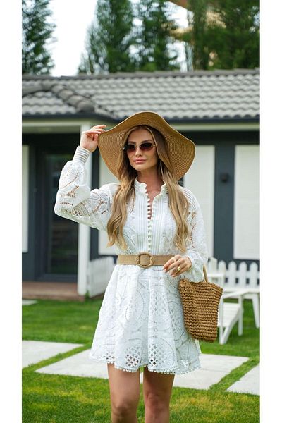 ByRanaBuyuk Dentelle Royale Blanc
