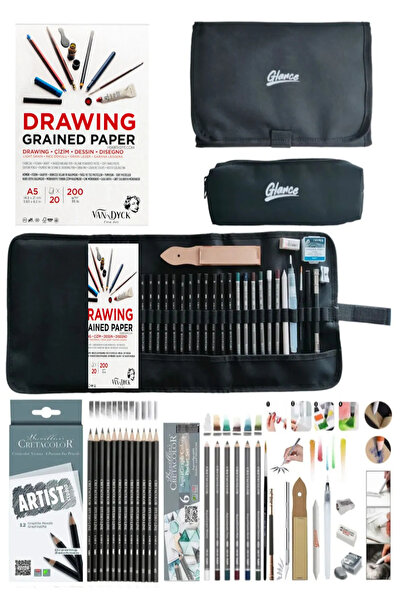 arttone Van Dyck 200 gr Cretacolor 6 عبوات حامل أقلام أسود متدرج مع جيوب 24 ح...