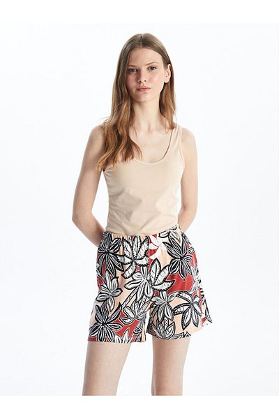 LC Waikiki Gemusterte Pyjamahose für Damen-Shorts – elastischer Bund