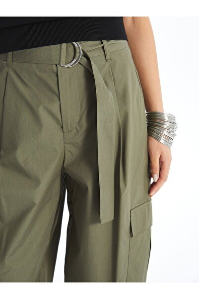 LC Waikiki Kényelmes öntött női tehernadrág övvel a derekán