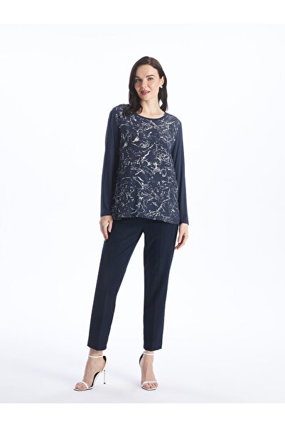 LC Waikiki Nyomtatott, hosszú ujjú, nyakú női blúz