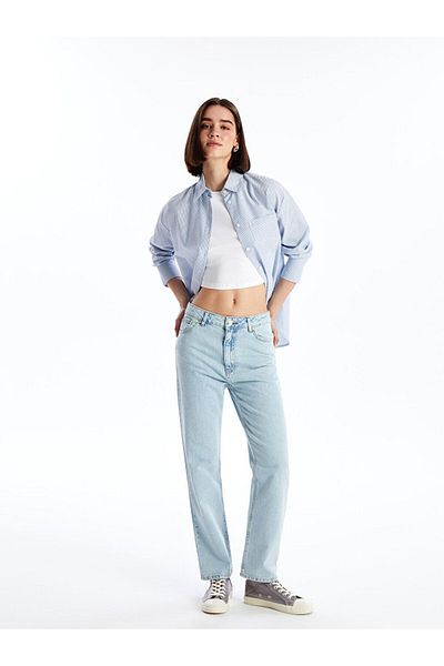 LC Waikiki Pantaloni Jean de damă cu talie înaltă