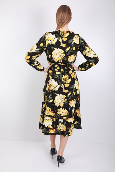 İMAJİNAL Rochie subțire pentru femei 100% viscoză cu imprimeu floral - cu nasturi și buzunare duble
