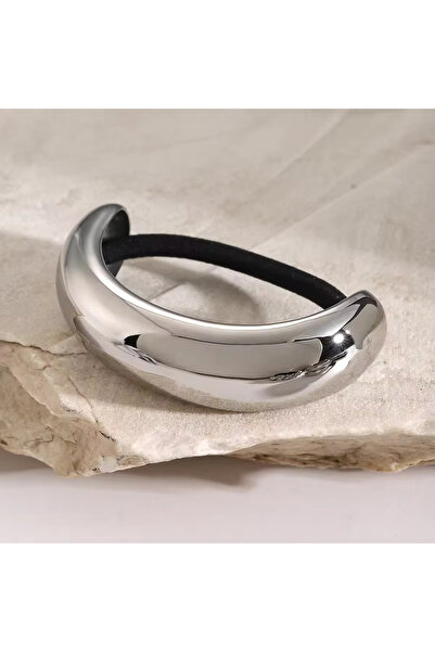 AYMETA Срібна металева жіноча шпилька - на резинці