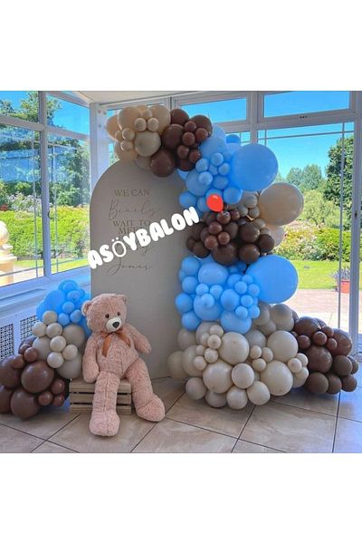 asöy Retro Sea Sand Balloon Pastel Light Blue Balloon Pastel Chocolate Brown Balloon