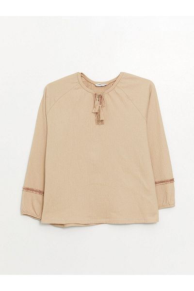 LC Waikiki Embroidery Detailed Long Sleeve Tie Collar Women's Blouse