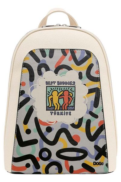 Dogo Best Buddies x Dogo Women - Vegan Leather Cream Backpack, Shapes Design