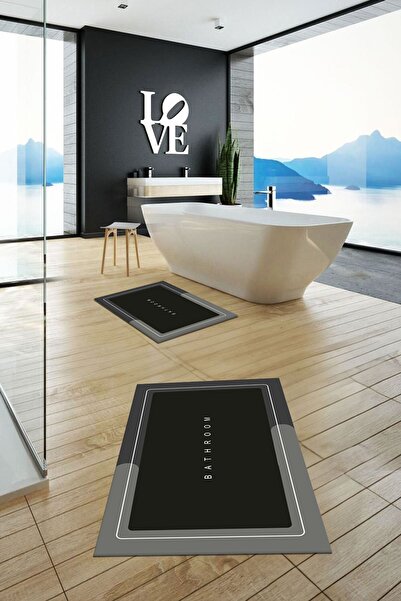 EY HOME Ψηφιακό σετ τουαλέτας με ψηφιακή επιγραφή μπάνιου, αντιολισθητικό, που πλένεται, με τύπωμα