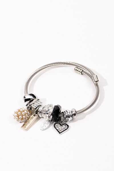 Pikas Steel Charm Bracelet Black-grey