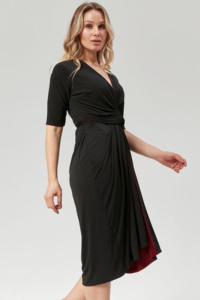 LYN MAMA Вечерна рокля Valentina Plus Size в черно/бордо