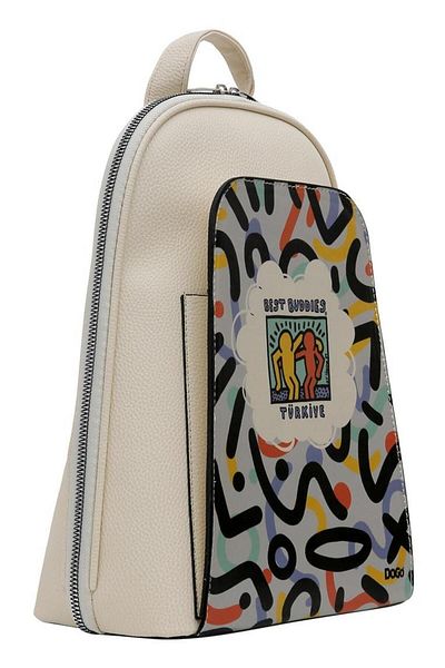 Dogo Best Buddies x Dogo Women - Vegan Leather Cream Backpack, Shapes Design