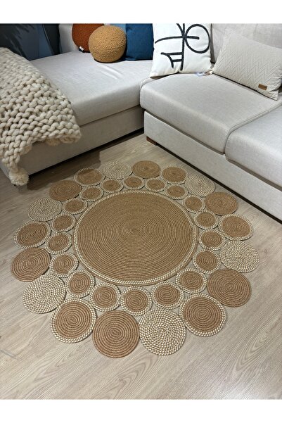 MaVaux Hasır Jüt Çiçek Desenli Kilim Halı 2025 Koleksiyonu