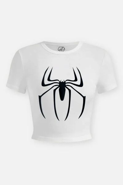 1blood Y2k Spider Printed Black Crop