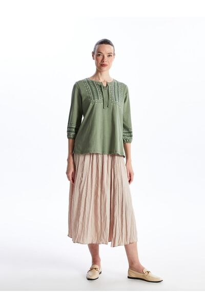 LC Waikiki Bağlamalı Yaka Desenli Kadın Bluz