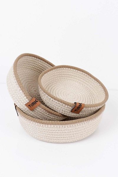 Pikas Wicker Basket 3 Pieces Organizer, 3 Pieces Basket Set, Jute Basket Organizer 3 Pieces Bathroom Organizer