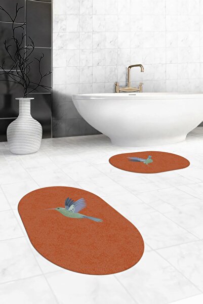 EY HOME Digital Washable Non-Slip Modern Bird Pattern Double Bathroom Rug Mat...