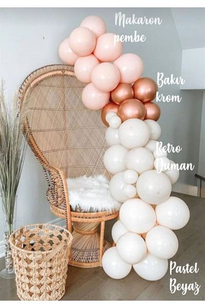 asöy Balloon Chain Chrome Copper Balloon Retro Smoke Macaron Pink Pastel White