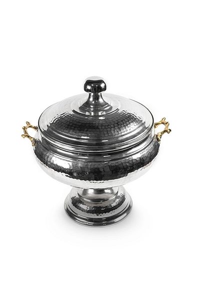 ANTEPSEPETİ Silver Plated Copper Soup with Hammer Pattern