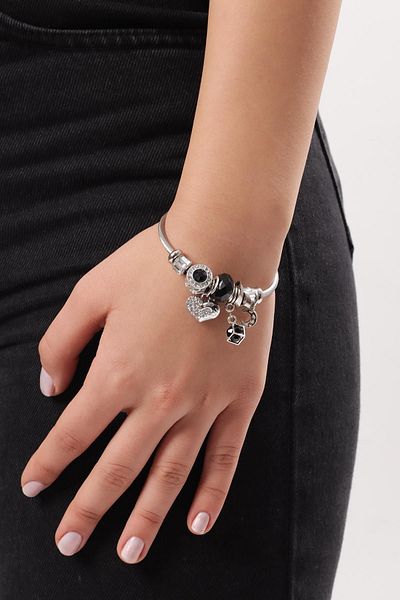Pikas Steel Charm Bracelet Black