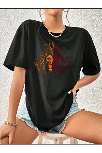 CONSTRAİN Μπλουζάκι Unisex με σχέδιο λιονταριού κίτρινο κόκκινο μαύρο - T-SHIRT