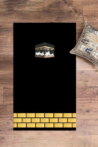 EY HOME Digital Printed Washable Kaaba Motif Gift Prayer Rug Prayer Mat 70X130