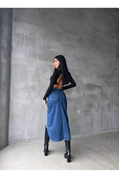 LB Laluna Butik Women's Slit Buttoned Long Skirt