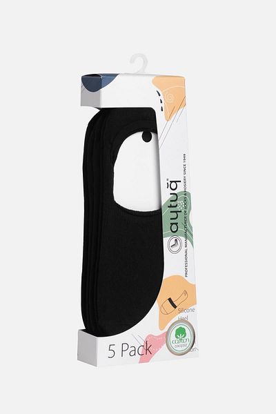 Aytuğ Women's Combed Cotton Ballerina Socks 5 Pairs Special Boxed, Black Ballerina Socks 31301