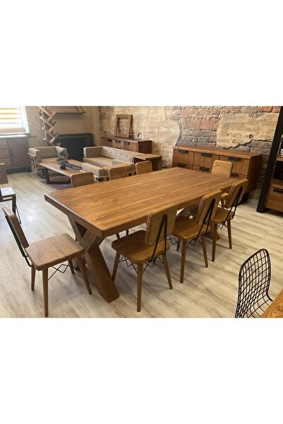 NTCollection Ntconcept Doğal Ahşap Masif Toscana Yemek Masa Takımı 100x200cm ...