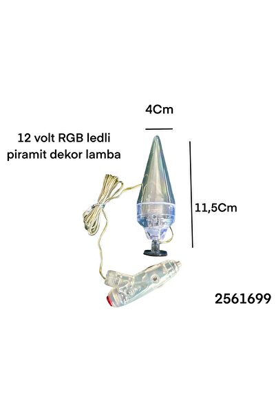 gcstore 1 adet 12 Volt Multicolour RGB Led Piramit Dekor Lamba