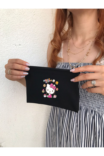 Boom town Siyah Makyaj Çantası Kalemlik Kutusu bez Çanta Hello Kitty