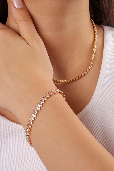 Pikas Original Shuttle Model Gold Steel Zircon Stone Waterway Bracelet Does Not Tarnish