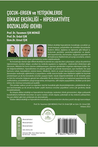Ema Tıp Kitabevi Çocuk - Ergen Ve Erişkinlerde Dikkat Eksikliği - Hiperaktivite Bozukluğu (dehb)