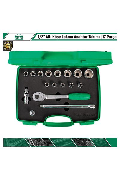 Elta 1/2” Six Corner Socket Wrench Set |   17 Pieces