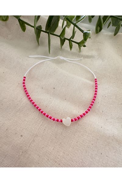 Atelier Çağla White Red Pink Heart Bracelet