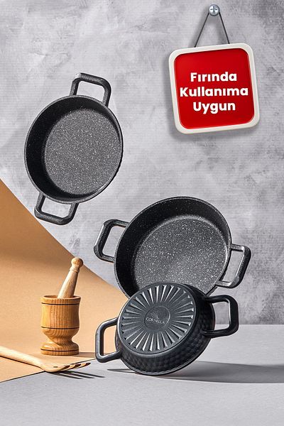 Cornella Black Tripple Casting Granite 3-Piece Saucepan Set