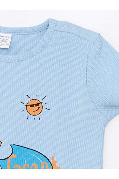 LC Waikiki Set pijama pentru bebelusi baieti cu pantaloni scurti - decolteu, maneca scurta, imprimat