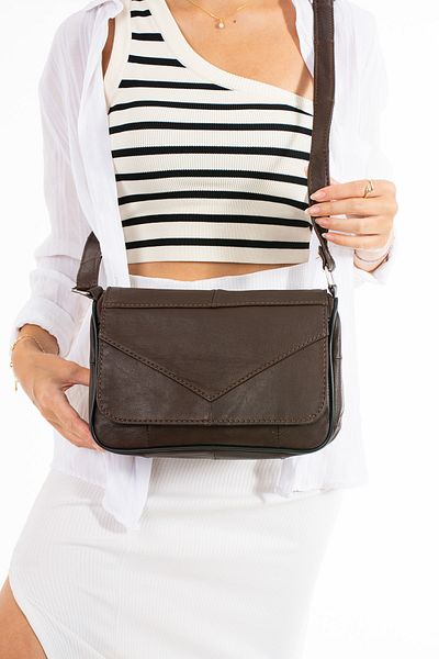 Erzeno Geantă de umăr și crossbody de zi cu zi din piele naturală maro