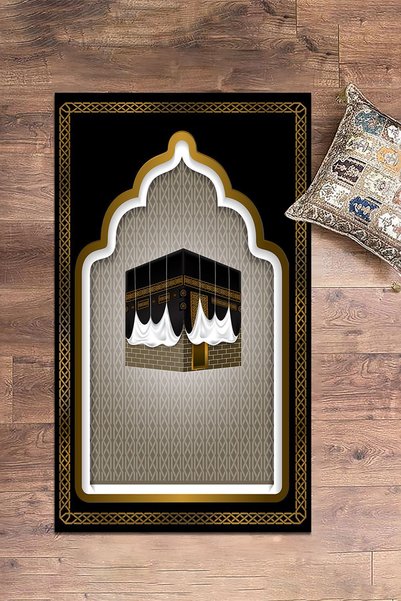 EY HOME Digital Printed Kaaba Motif Washable Motif 70X130 Prayer Rug