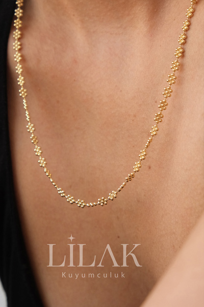 LİLAK KUYUMCULUK 14 Ayar Altın  Papatya Çiçek  Zincir Kolye