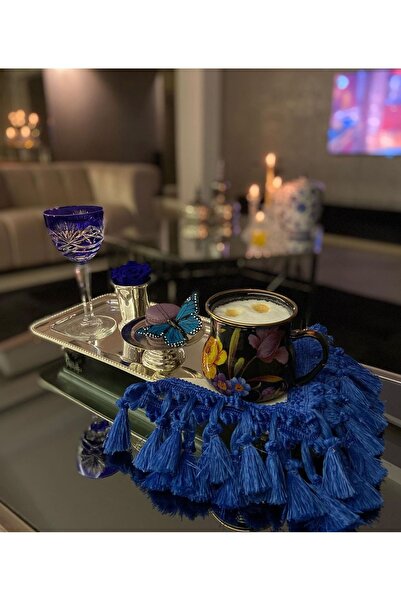 ELİTHOMEDEKOR Mavi Püsküllü Kokteyl Peçete 2’li