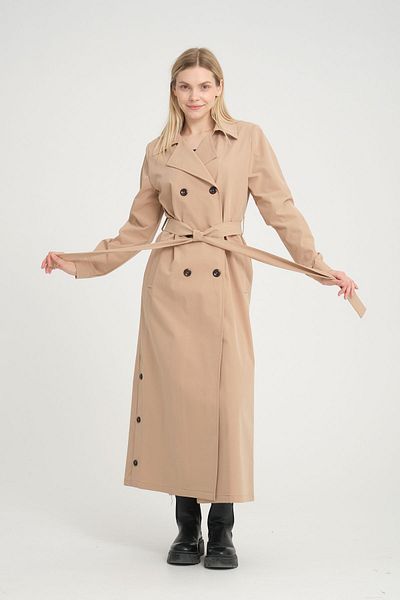 Soydan Güner Beige Color Summer Trench Coat - Unlined, Full Length (137 CM) 3800