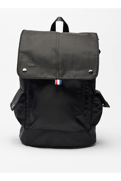Shoexpress Solid Backpack with Adjustable Shoulder Straps and Flap Closure