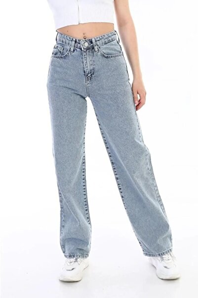 mooishan Луис 90-те години Снежно измиване Синьо Стреч Супер висока талия Рел...