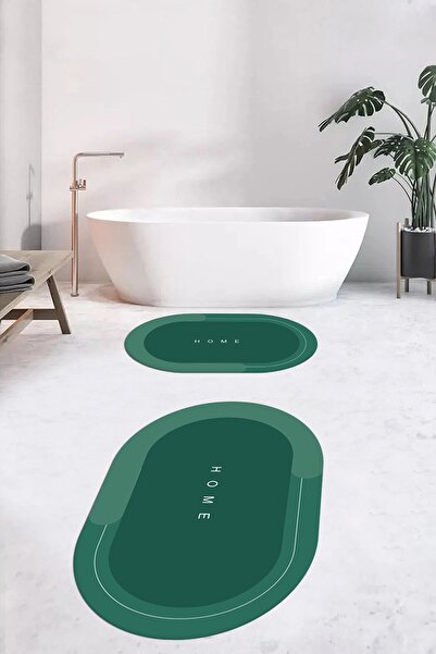 EY HOME Ψηφιακό με τύπωμα Αντιολισθητικό Σετ Τουαλέτας Μπάνιου με Διπλό Οβάλ Χαλάκι Μπάνιου που πλένεται