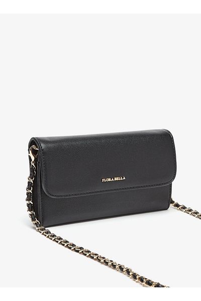 Flora Bella by Shoexpress Flora Bella Textured Clutch with Magnetic Button Closure and Chain Strap