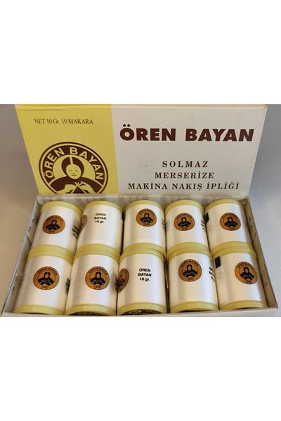 ATMACA TUHAFİYE Ören Women's Koton Machine Embroidery Roller 10 Grams Box of 10 Color: White