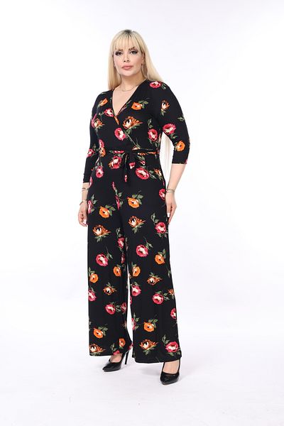 MJORA Floral Patterned Double-breasted Knitted Jumpsuit