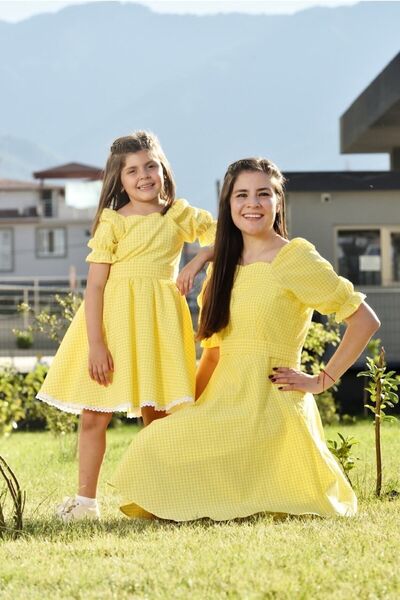 EYLÜL ELİF BUTİK Eylul Elif Boutique Κίτρινο Pitikare Mother Daughter Dress Dressing (Μητέρα - Παιδί Πωλούνται χωριστά)