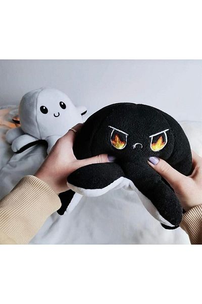 Çelsa Tekstil Modifying Double-Faced Cute Black and White Plush Octopus Pillow & Sleeping Companion & Toy