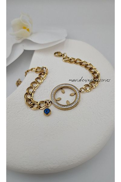 m mavi deniz accesories milky Way Bracelet - Steel and Quarter Set